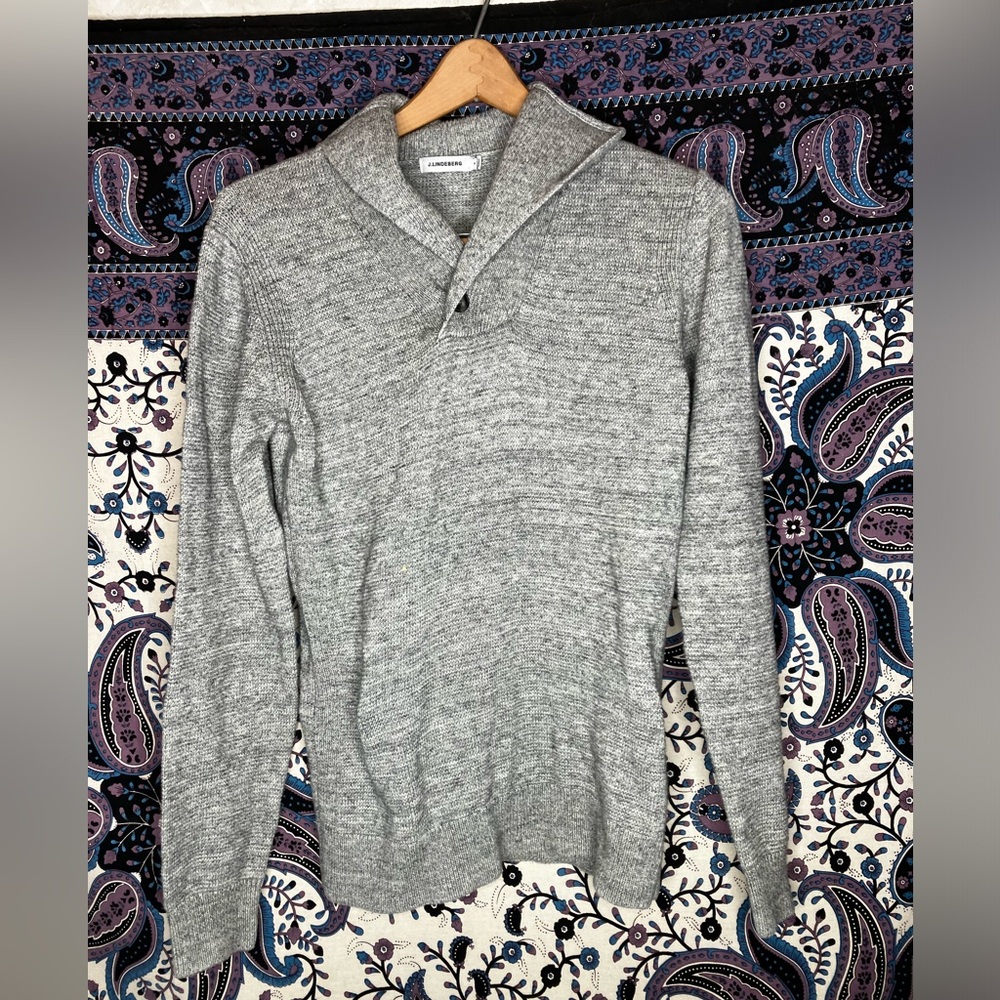 J. Lindeberg marble cotton shawl collar sweater